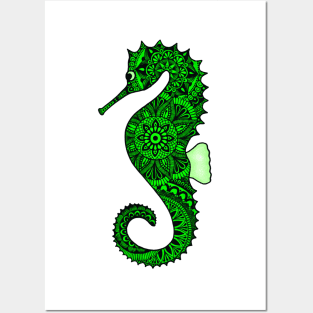 Seahorse (green) Posters and Art